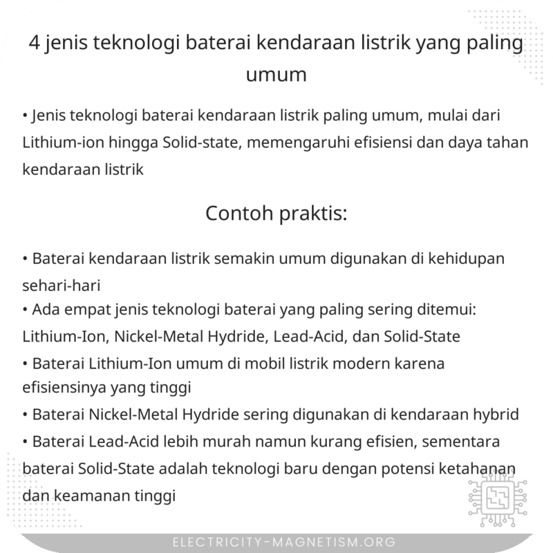 4 Jenis Teknologi Baterai Kendaraan Listrik yang Paling Umum