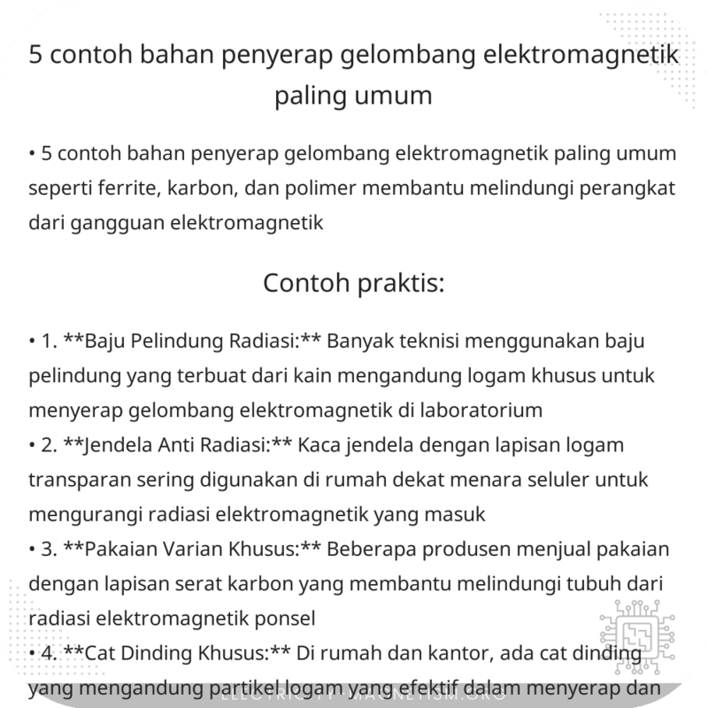 5 Contoh Bahan Penyerap Gelombang Elektromagnetik Paling Umum