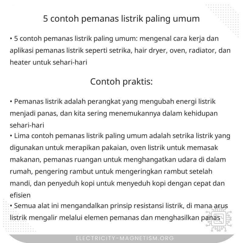 5 Contoh Pemanas Listrik Paling Umum