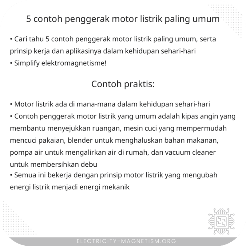 5 Contoh Penggerak Motor Listrik Paling Umum