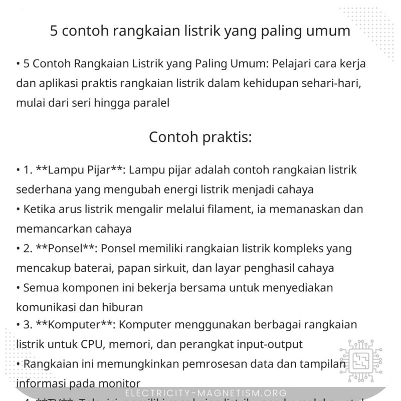 5 Contoh Rangkaian Listrik yang Paling Umum