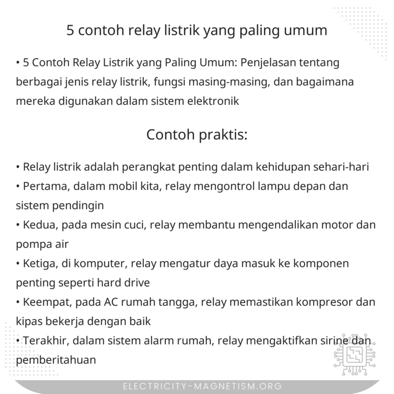 5 Contoh Relay Listrik yang Paling Umum