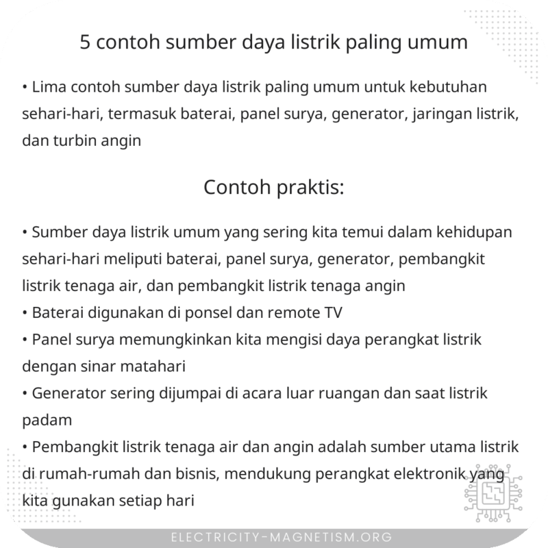 5 Contoh Sumber Daya Listrik Paling Umum