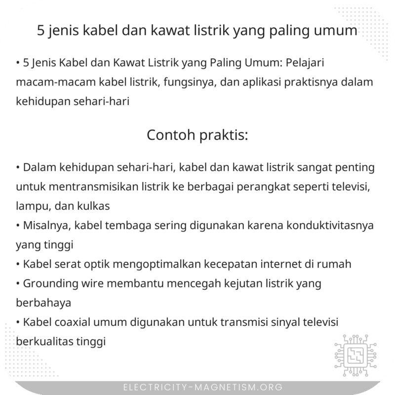 5 Jenis Kabel dan Kawat Listrik yang Paling Umum