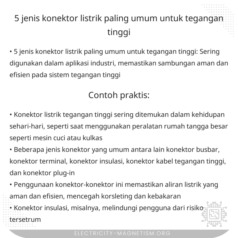 5 Jenis Konektor Listrik Paling Umum untuk Tegangan Tinggi