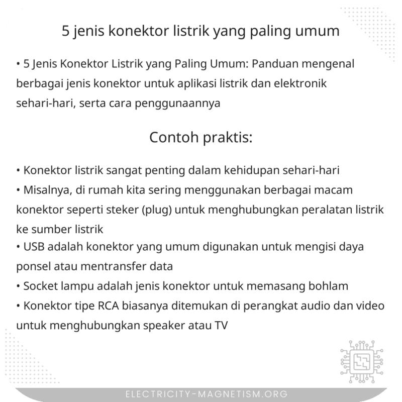 5 Jenis Konektor Listrik yang Paling Umum