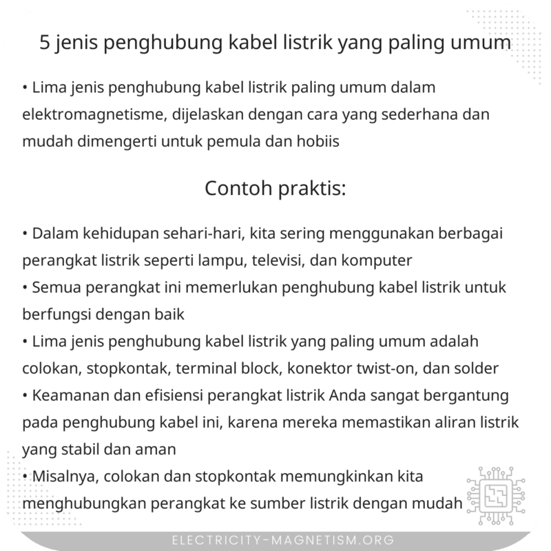 5 Jenis Penghubung Kabel Listrik yang Paling Umum