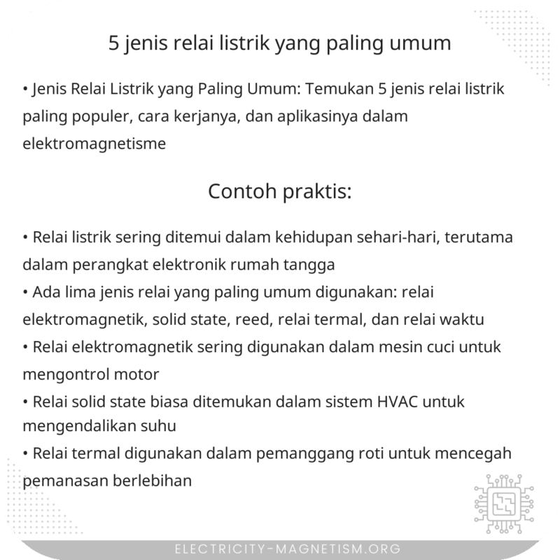 5 Jenis Relai Listrik yang Paling Umum