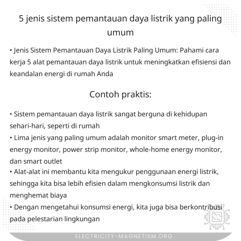 5 Jenis Sistem Pemantauan Daya Listrik yang Paling Umum
