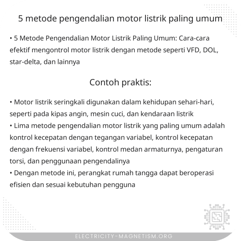 5 Metode Pengendalian Motor Listrik Paling Umum
