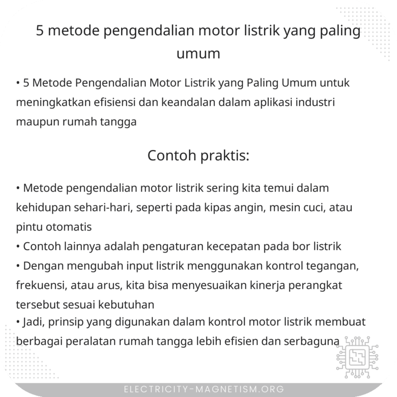 5 Metode Pengendalian Motor Listrik yang Paling Umum