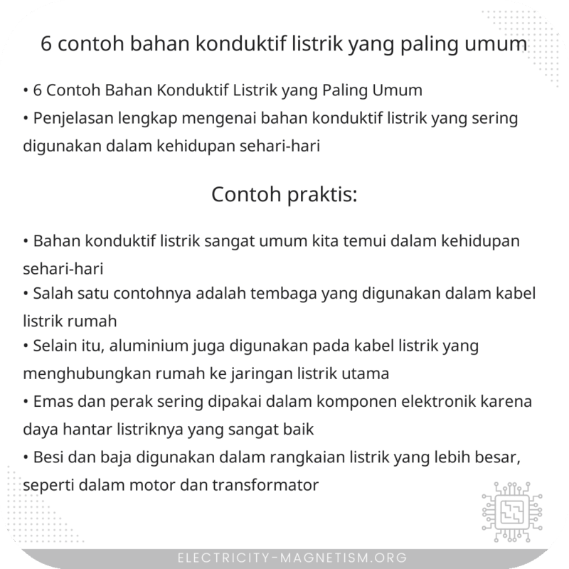 6 Contoh Bahan Konduktif Listrik yang Paling Umum