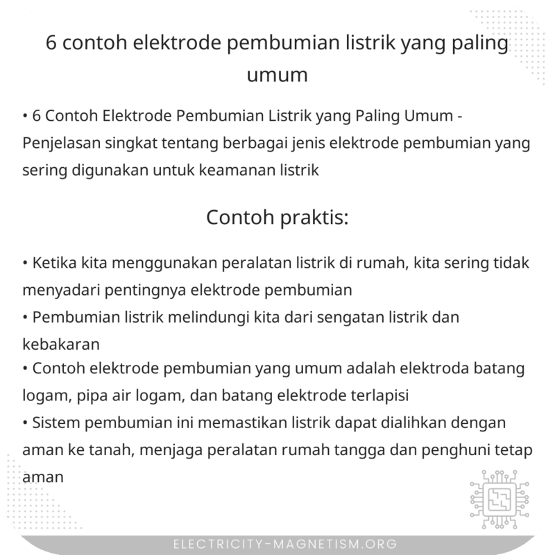6 Contoh Elektrode Pembumian Listrik yang Paling Umum