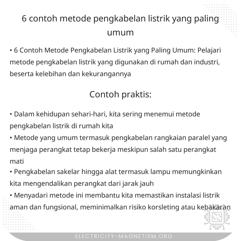 6 Contoh Metode Pengkabelan Listrik yang Paling Umum