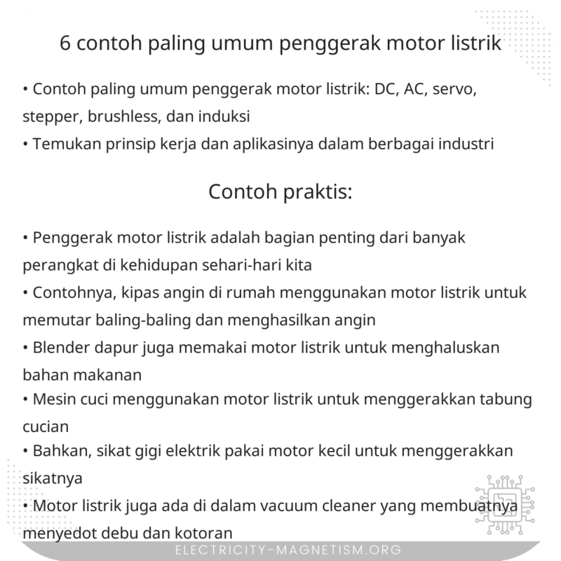 6 Contoh Paling Umum Penggerak Motor Listrik