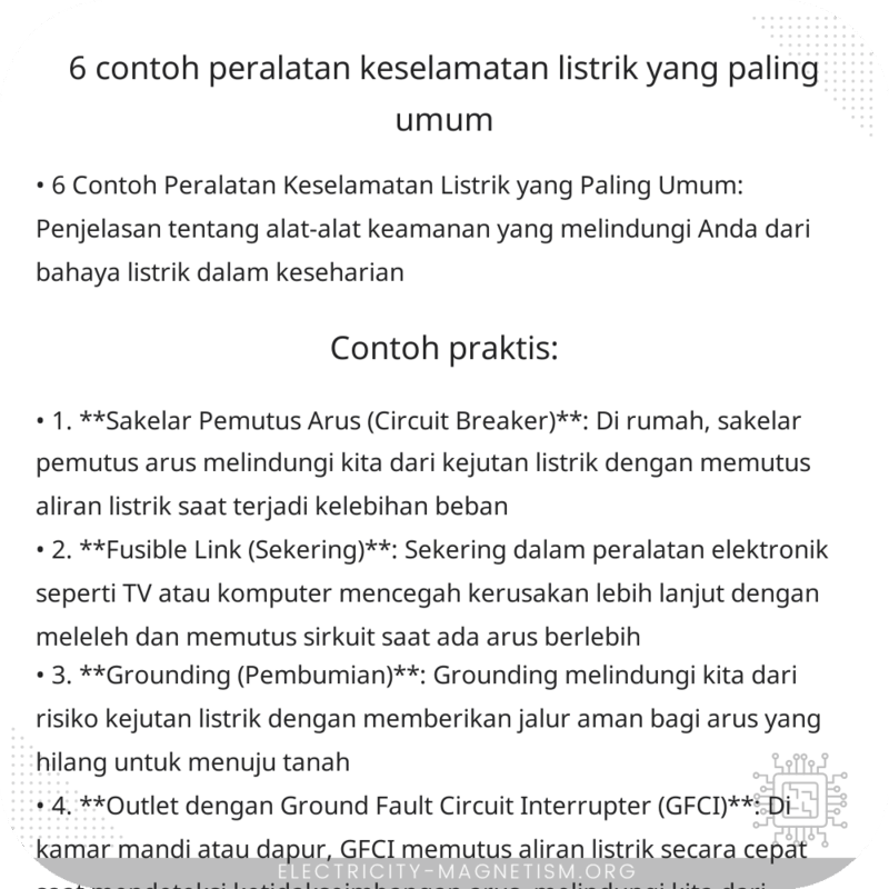 6 Contoh Peralatan Keselamatan Listrik yang Paling Umum