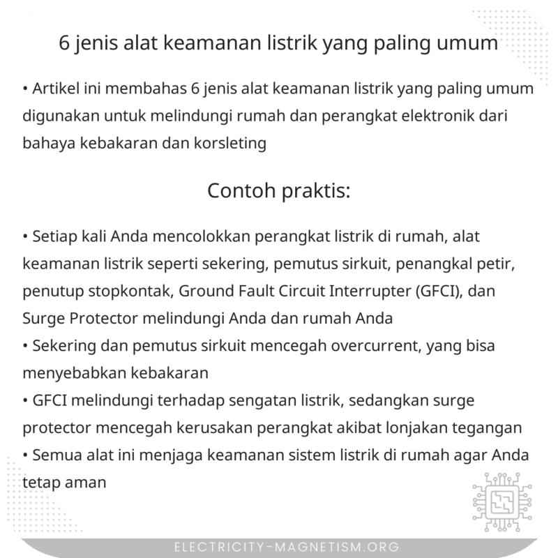 6 Jenis Alat Keamanan Listrik yang Paling Umum