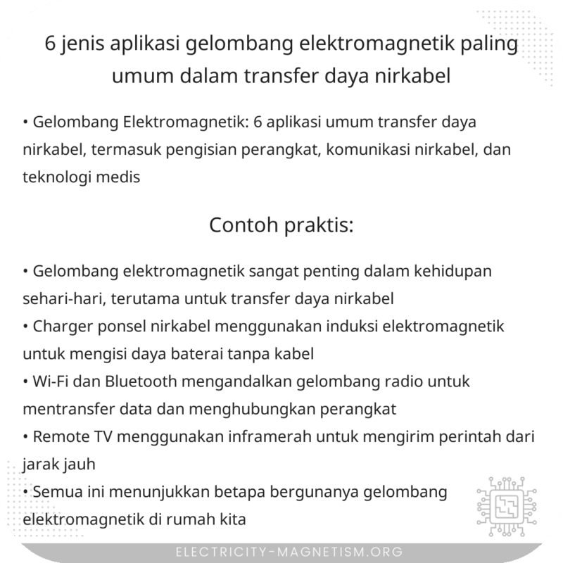 6 Jenis Aplikasi Gelombang Elektromagnetik Paling Umum dalam Transfer Daya Nirkabel
