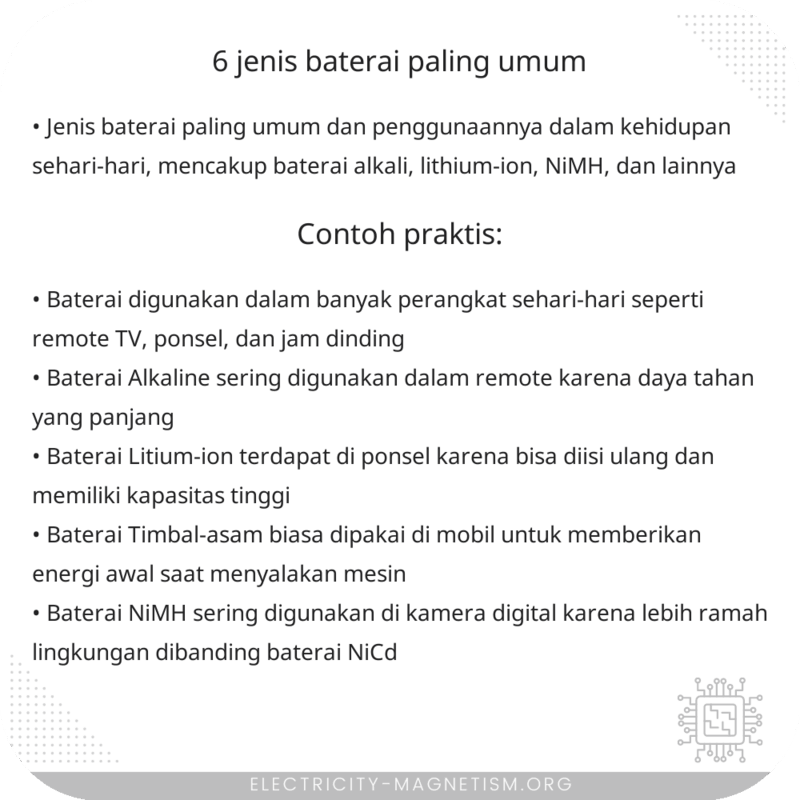 6 Jenis Baterai Paling Umum