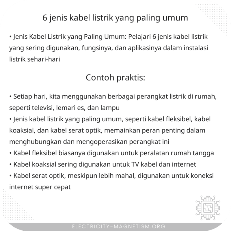 6 Jenis Kabel Listrik yang Paling Umum