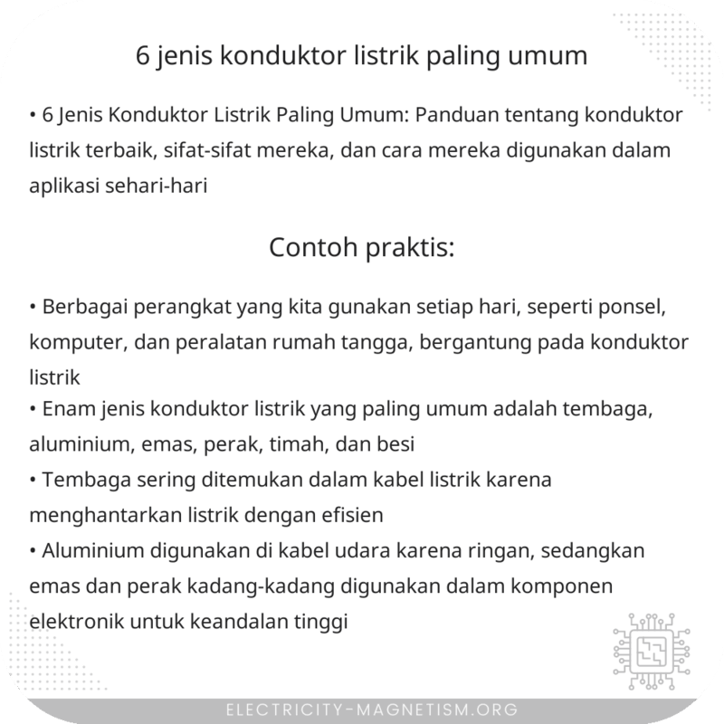 6 Jenis Konduktor Listrik Paling Umum
