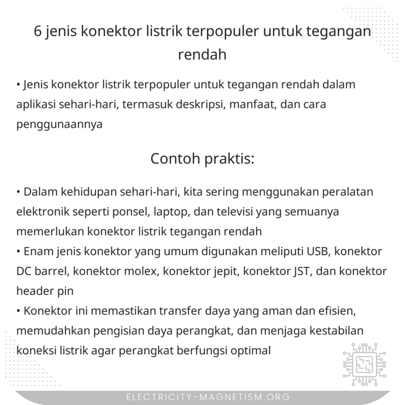6 Jenis Konektor Listrik Terpopuler untuk Tegangan Rendah
