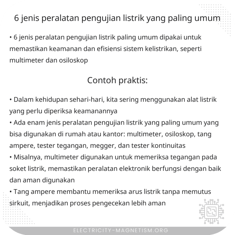 6 Jenis Peralatan Pengujian Listrik yang Paling Umum