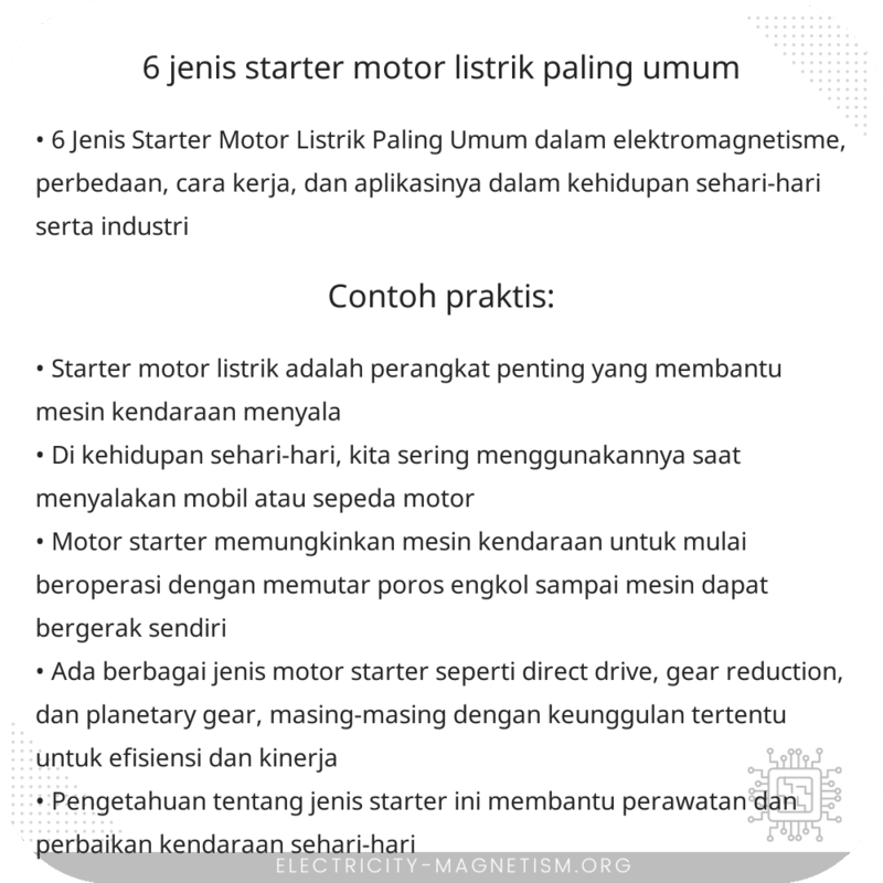 6 Jenis Starter Motor Listrik Paling Umum