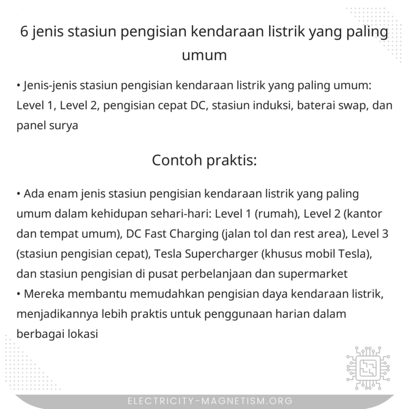 6 Jenis Stasiun Pengisian Kendaraan Listrik yang Paling Umum