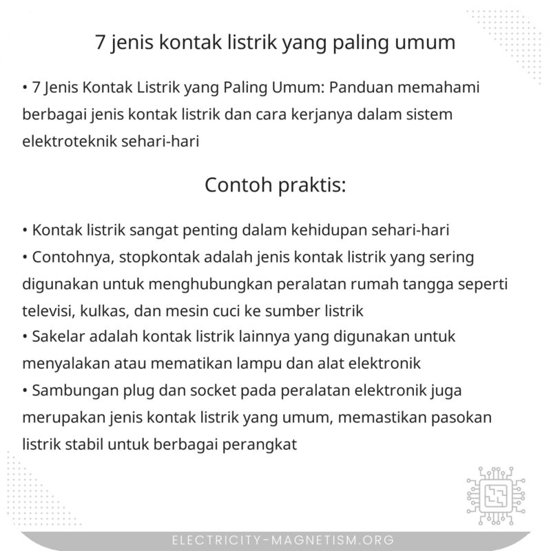 7 Jenis Kontak Listrik yang Paling Umum