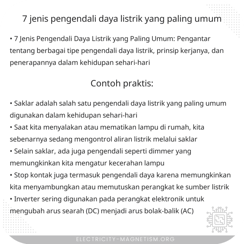 7 Jenis Pengendali Daya Listrik yang Paling Umum