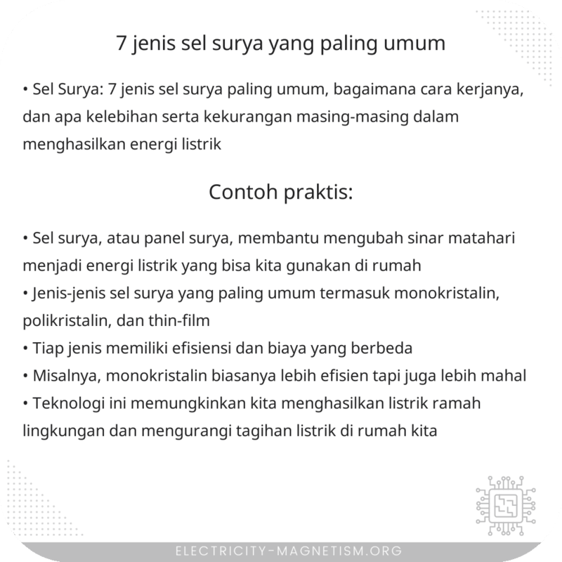 7 Jenis Sel Surya yang Paling Umum