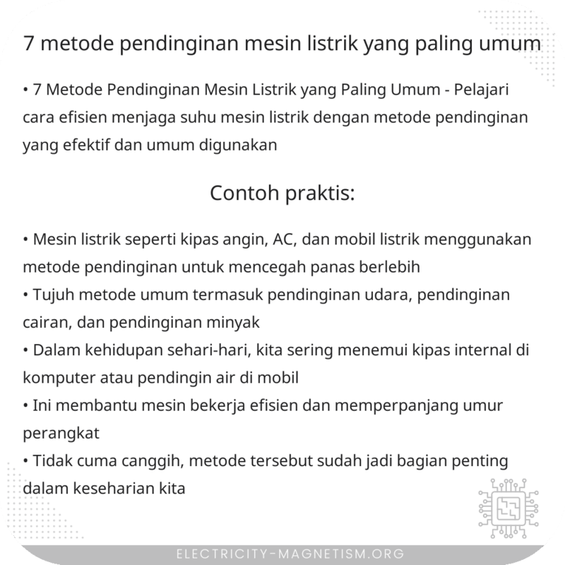 7 Metode Pendinginan Mesin Listrik yang Paling Umum