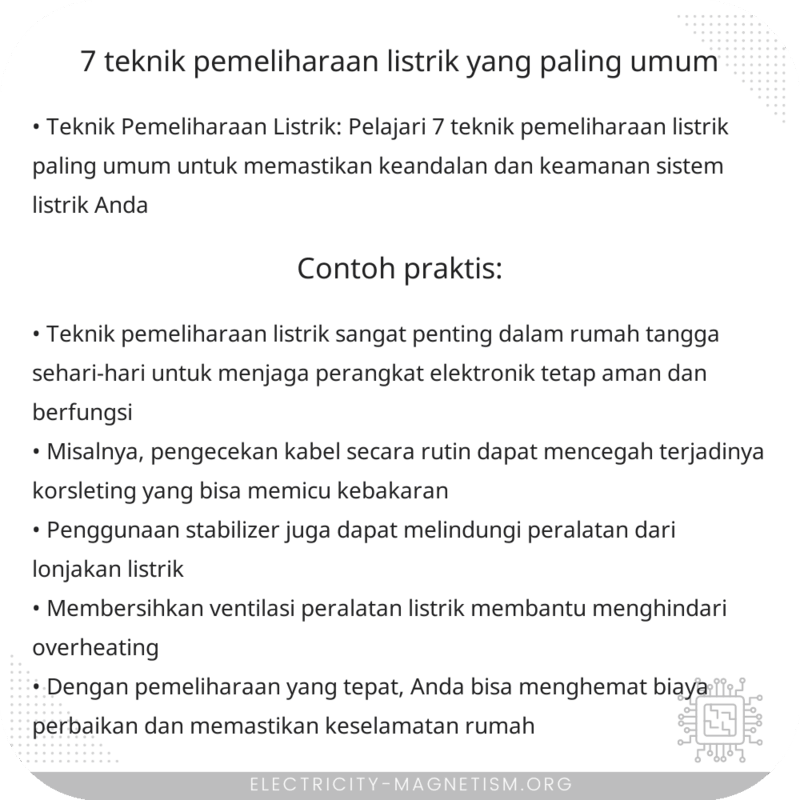 7 Teknik Pemeliharaan Listrik yang Paling Umum
