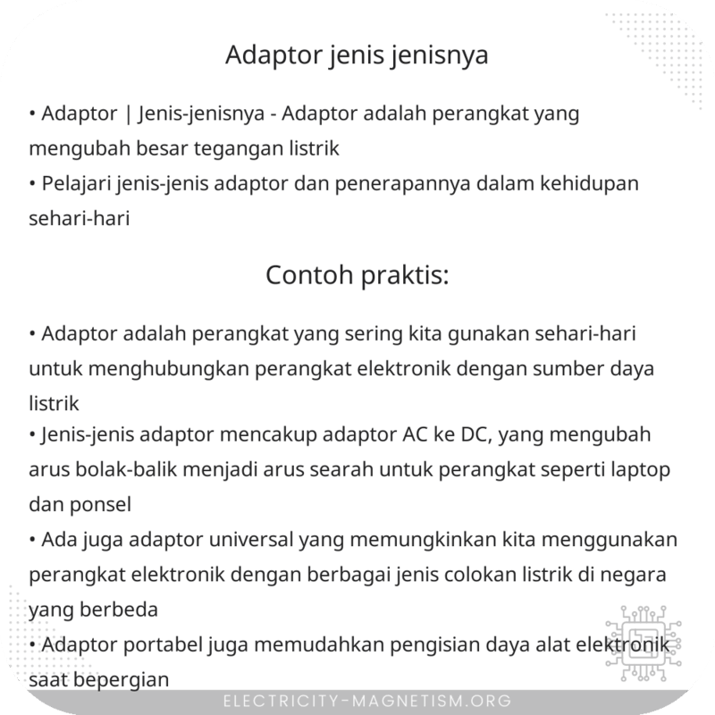 Adaptor | Jenis-jenisnya