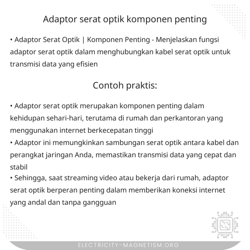 Adaptor Serat Optik | Komponen Penting