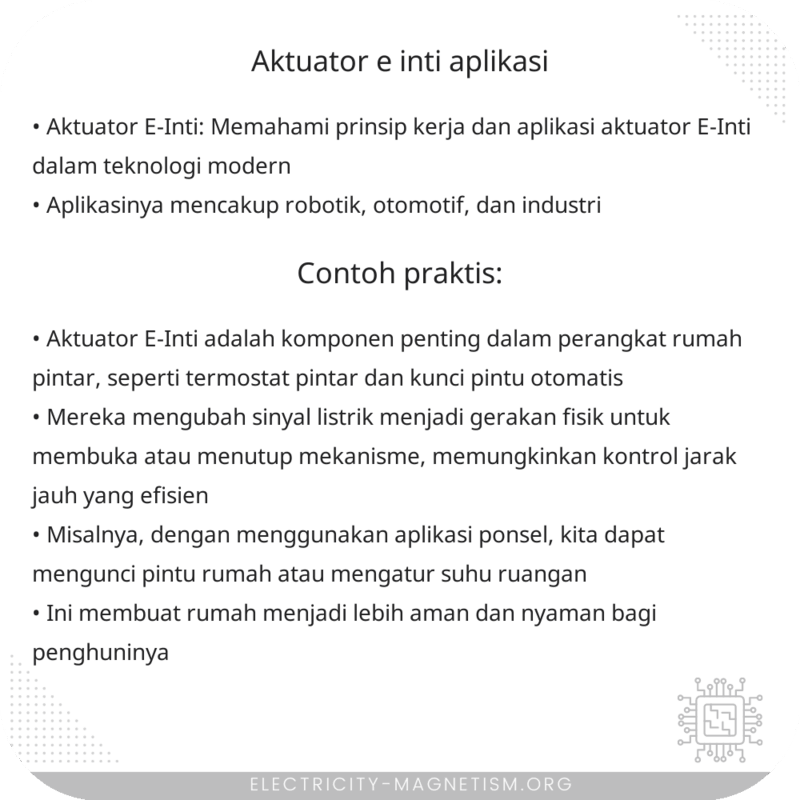 Aktuator E-Inti | Aplikasi