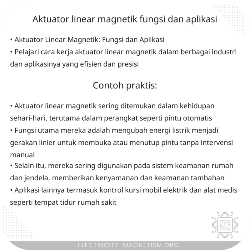 Aktuator Linear Magnetik | Fungsi dan Aplikasi