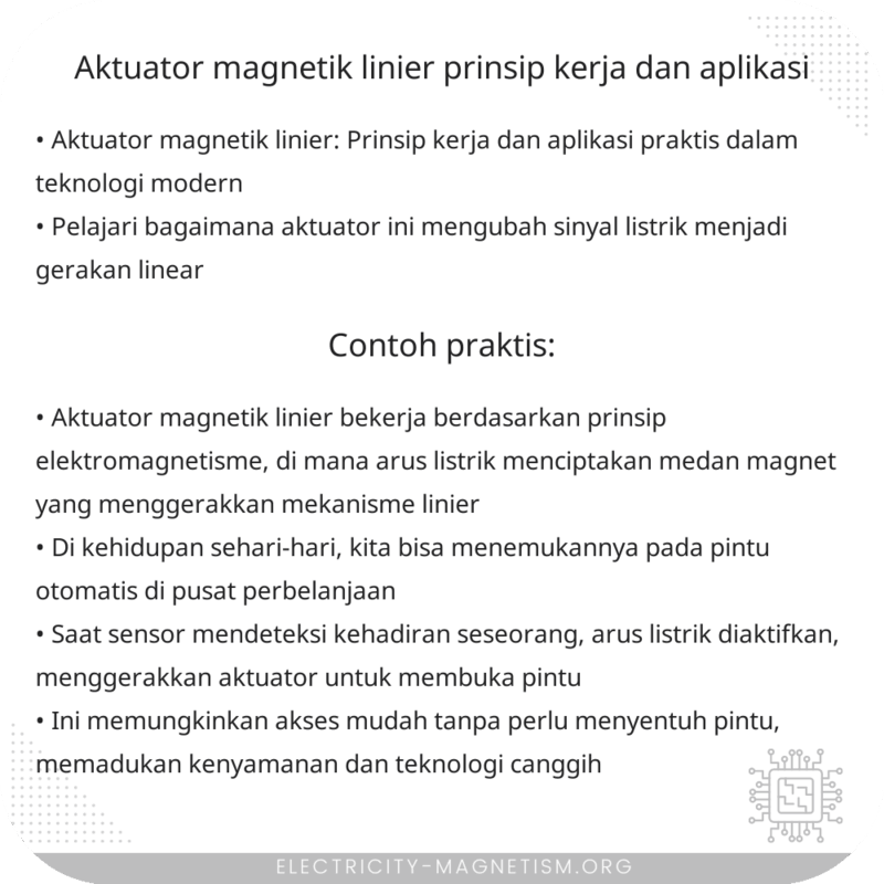 Aktuator Magnetik Linier | Prinsip Kerja dan Aplikasi