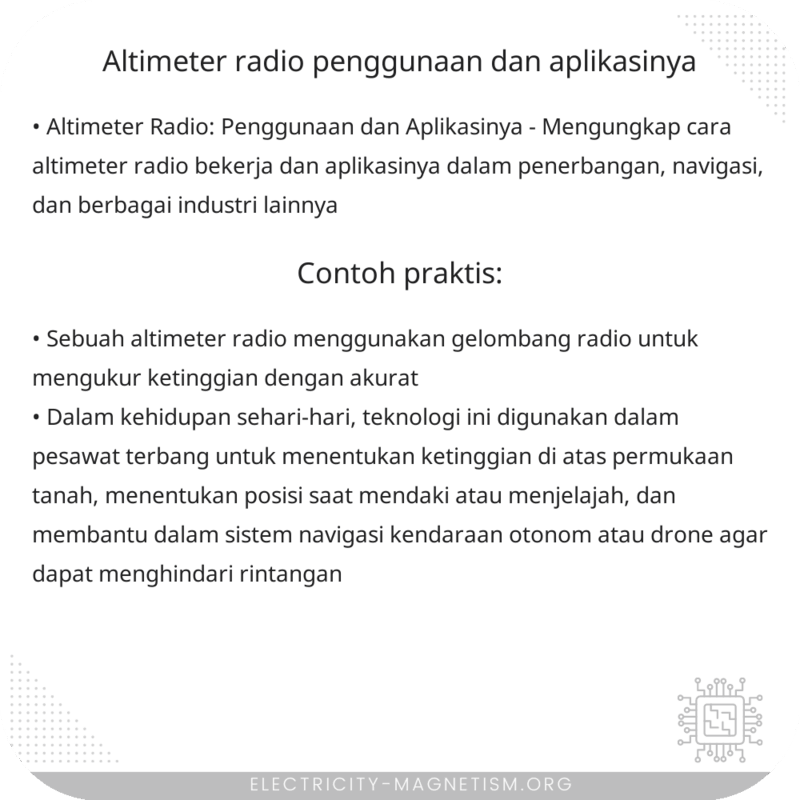 Altimeter Radio: Penggunaan dan Aplikasinya