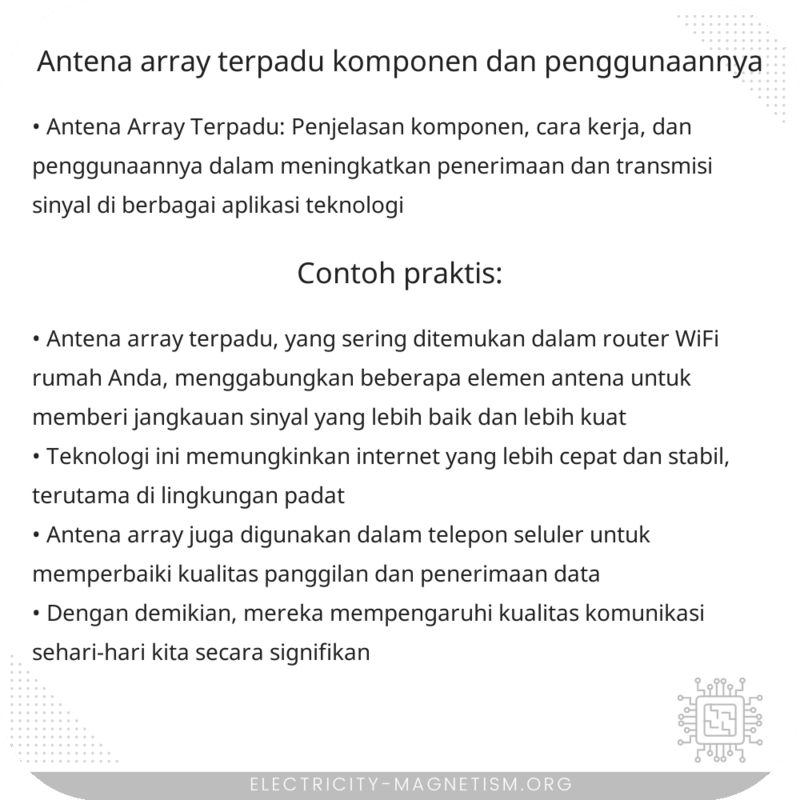 Antena Array Terpadu | Komponen dan Penggunaannya
