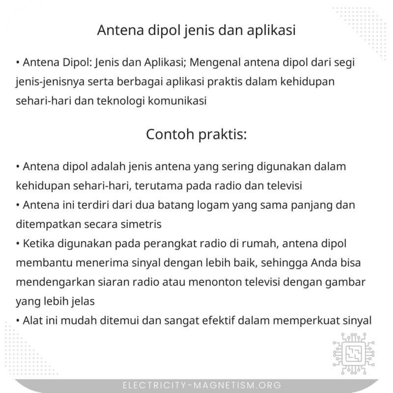 Antena Dipol | Jenis dan Aplikasi