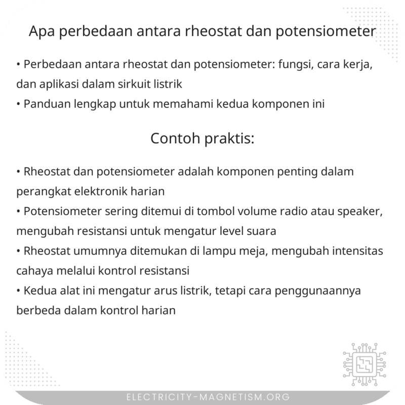 Apa Perbedaan antara Rheostat dan Potensiometer?