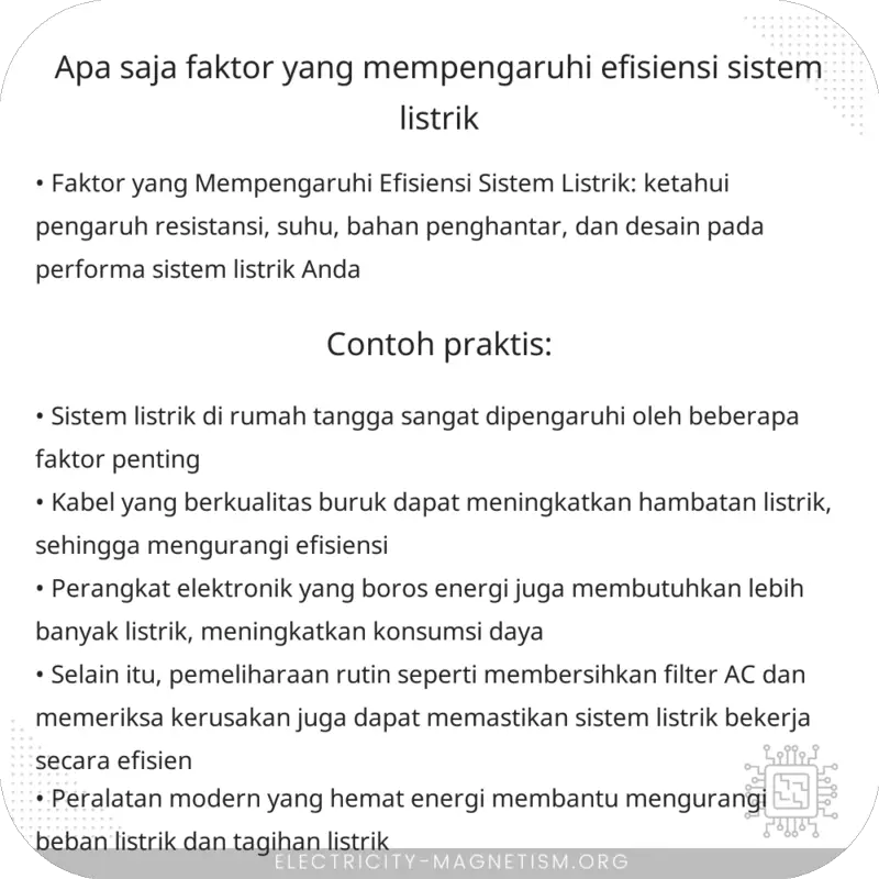 Apa Saja Faktor yang Mempengaruhi Efisiensi Sistem Listrik?