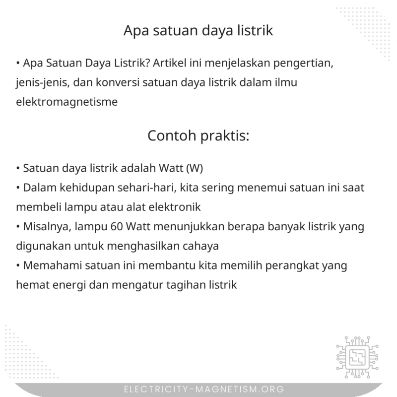 Apa Satuan Daya Listrik?