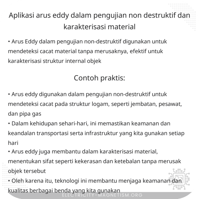 Aplikasi Arus Eddy dalam Pengujian Non-Destruktif dan Karakterisasi Material