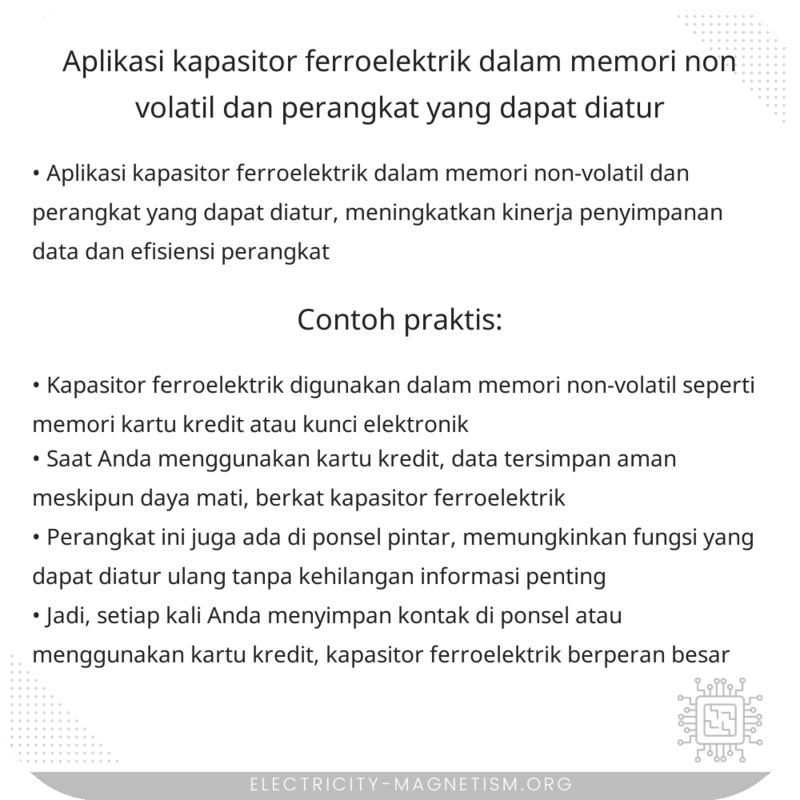 Aplikasi Kapasitor Ferroelektrik dalam Memori Non-Volatil dan Perangkat yang Dapat Diatur
