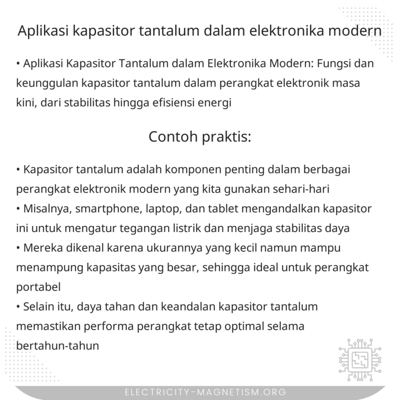 Aplikasi Kapasitor Tantalum dalam Elektronika Modern