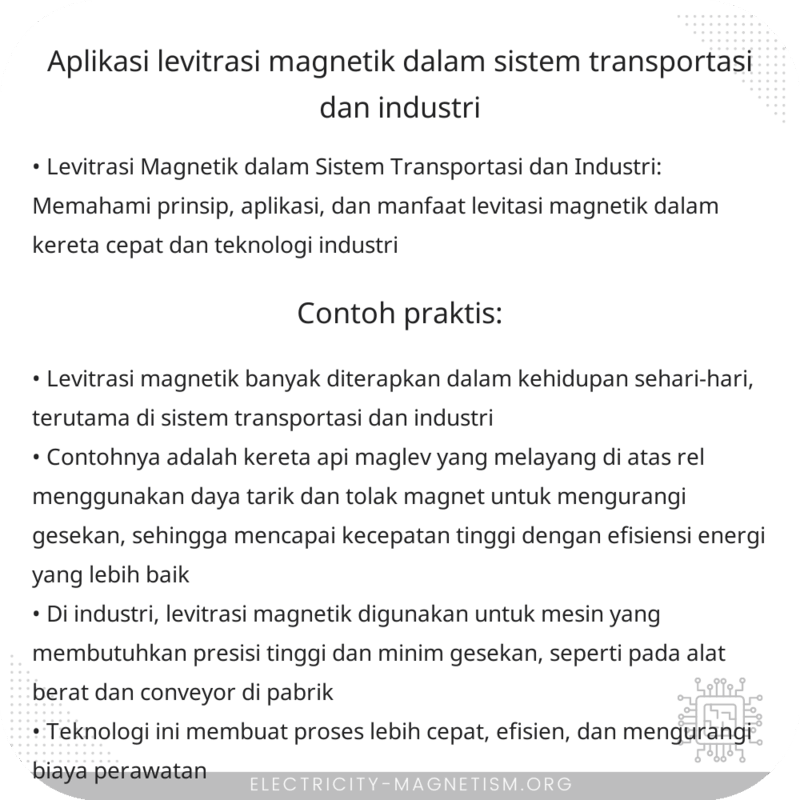 Aplikasi Levitrasi Magnetik dalam Sistem Transportasi dan Industri