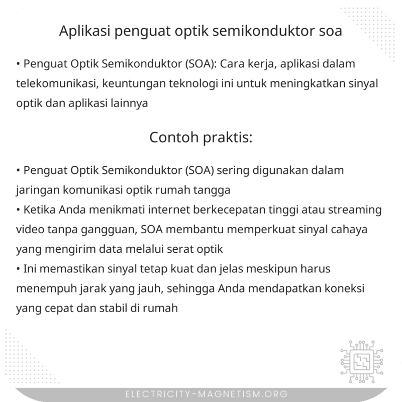 Aplikasi Penguat Optik Semikonduktor (SOA)